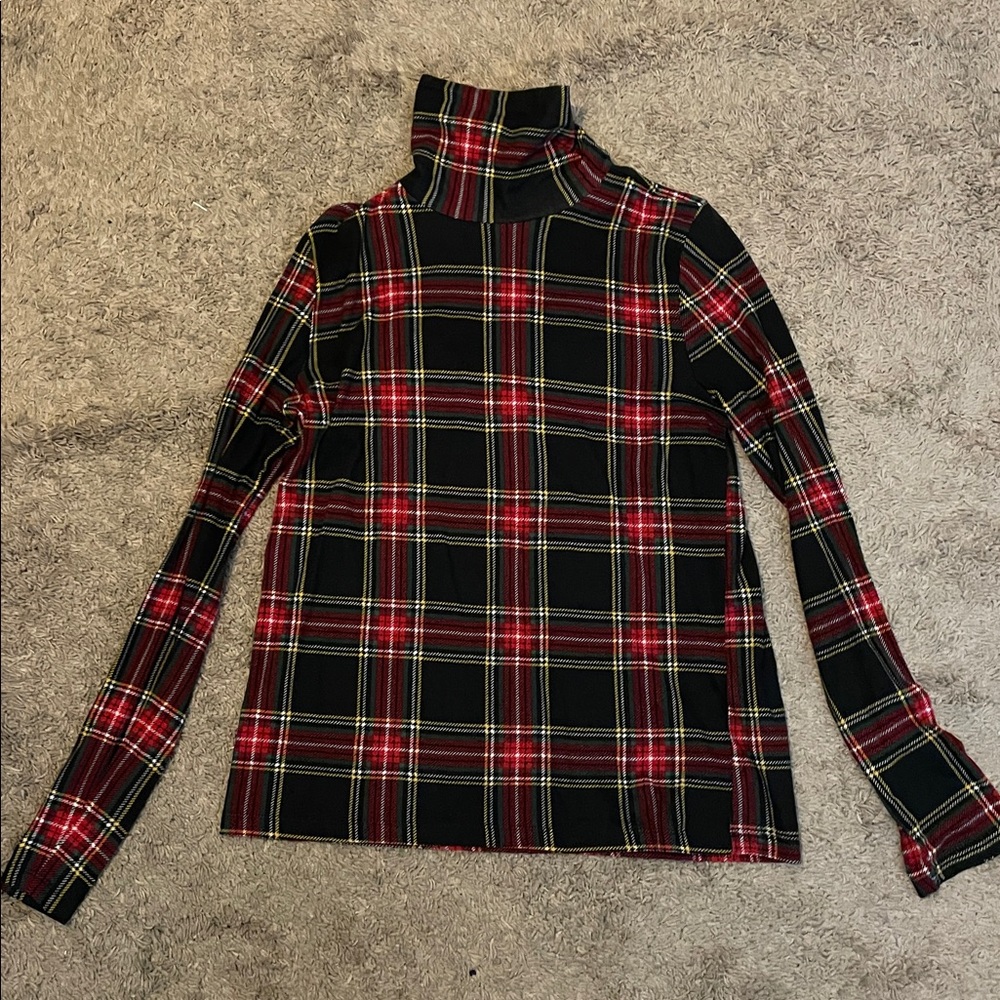 J. Crew Plaid Turtleneck Long Sleeve Top